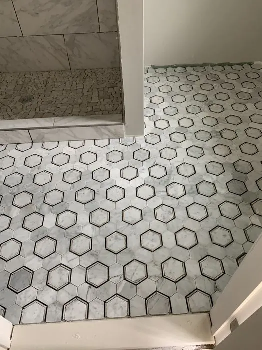 Designer Shower and Hex Tile Bath — C P Renovations project photo 5