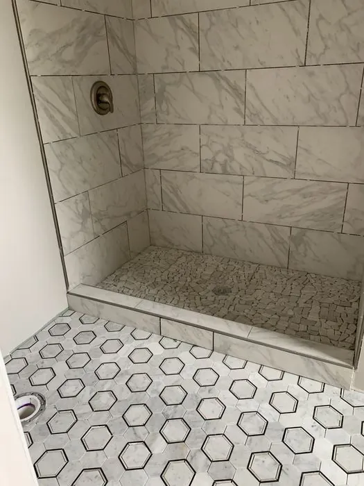 Designer Shower and Hex Tile Bath — C P Renovations project photo 7